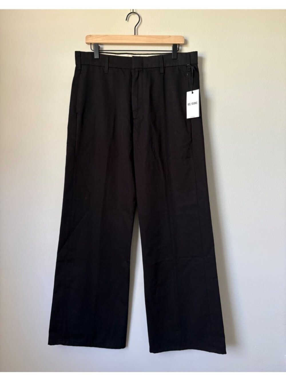 NEW Re/Done Super Wide-Leg High-Rise Trousers Tailored Pants Black 28 Casual